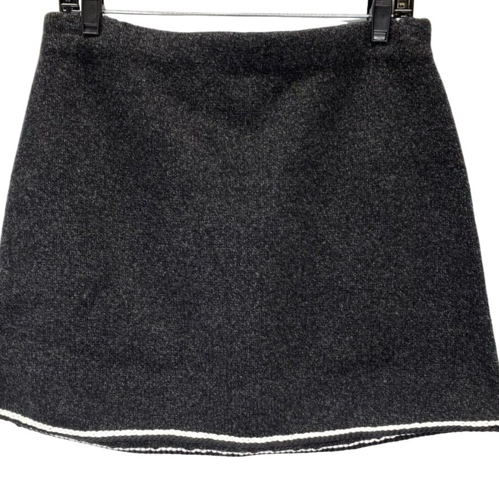 Theory Women's Mini J Skirt Black Wool/Cashmere Felted Tweed Size M
